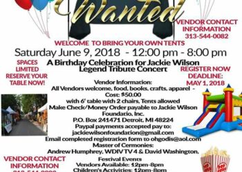 Jackie Wilson Legend Tribute Concert ~ Vendor spaces available move fast.